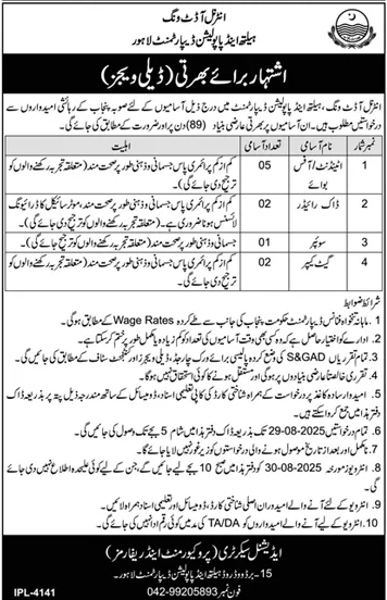 Jobs in Health & Population Department Lahore